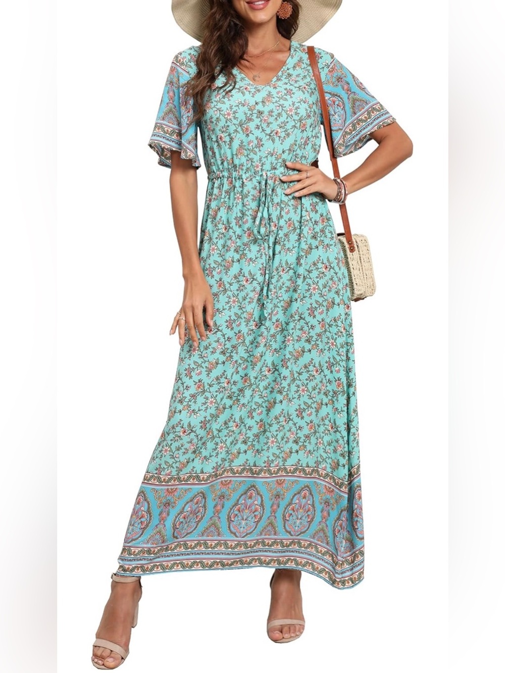 Boho Floral Maxi Dress XL